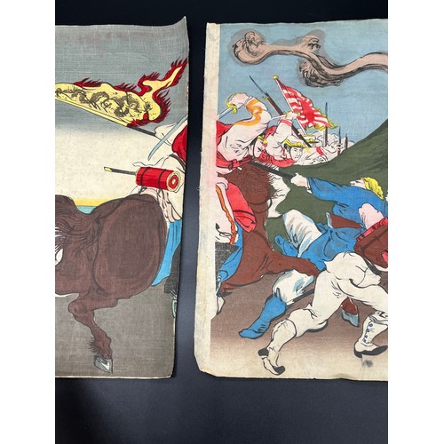 119 - Antique Japanese woodblock print. War with China. [36x44cm]