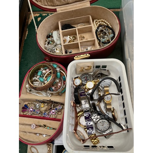 129 - Large collection of costume jewellery to include necklaces, watches, earrings, cuff links and much m... 