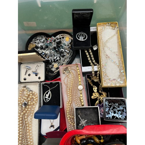 129 - Large collection of costume jewellery to include necklaces, watches, earrings, cuff links and much m... 