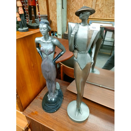 169 - Large Art Deco style Austin sculpture figure together with signed Deco lady figure by M Kadok