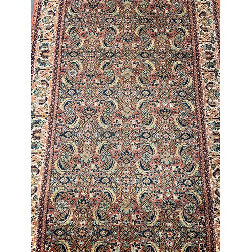 156 - Vintage ornate rug produced by Super Keshan. Hand Knotted Fringes. [90x180cm]