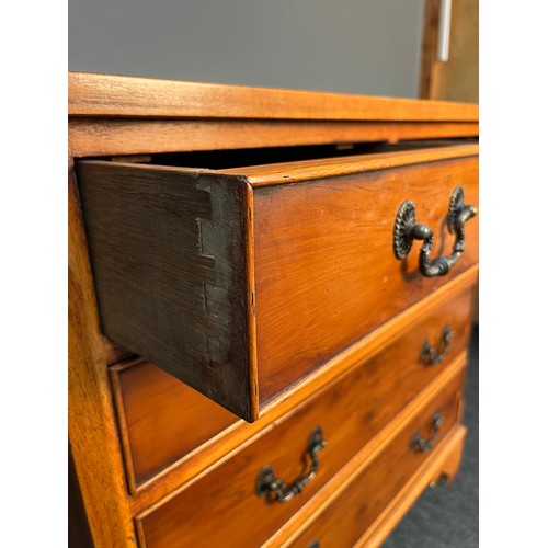 157 - Yew wood chest of drawers, the rectangular top above two short drawers and three long graduating dra... 