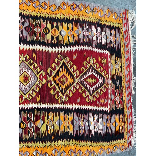 160 - Hand woven Indian Chobi Kiln rug. [154x131xcm] [Wear in areas]