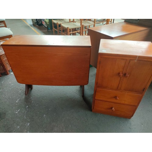 343A - Mid century drop leaf table together with mid century cabinet