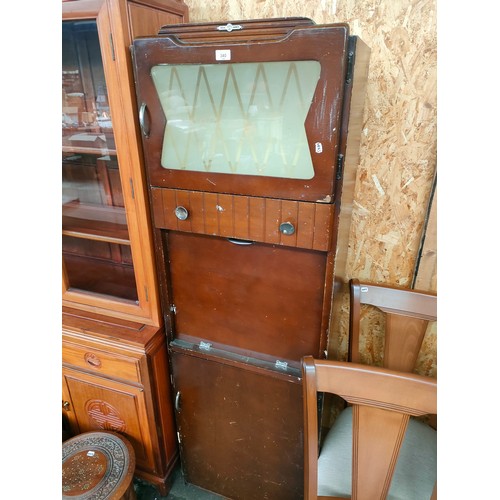 340A - Retro 1930s 40 s kitchen unit with fitted glass panel