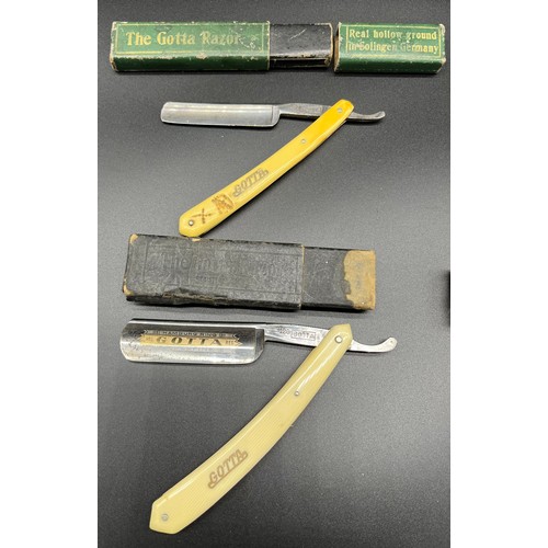 163 - Four vintage cut throat razors by Gotta, comes with boxes.