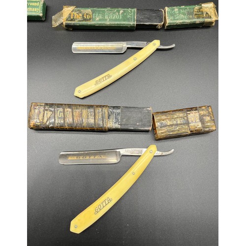 163 - Four vintage cut throat razors by Gotta, comes with boxes.