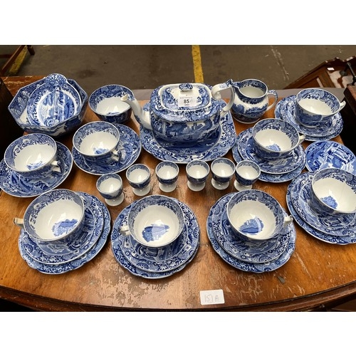 85A - Large Copeland Spode blue and white tea service with egg cups.