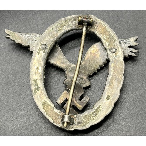 120 - WW2 German Luftwaffe pilots badge, stamped W. Deumer Ludenscheid to the back of the eagle.