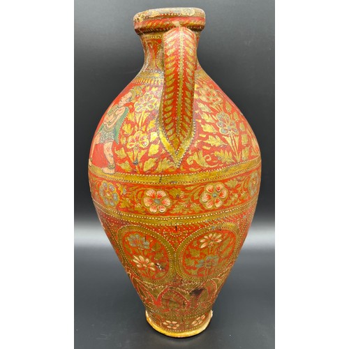 140 - LARGE INDIAN PAINTED AND LACQUERED POTTERY JAR, LATE 19TH CENTURY
Possibly The Bombay School of Arts... 