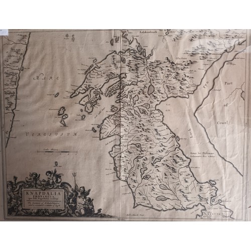 160 - Antique map of Knapdail - Knapdalia Provincia by Timothy Pont and Joan Blaeu published 1654 [51x61cm... 