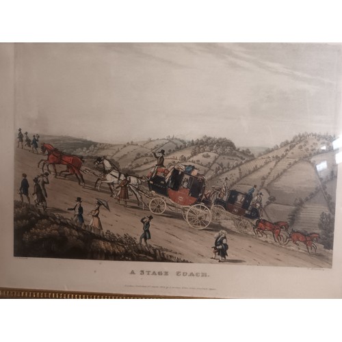 185 - Framed colour engraving 'A Stage Coach' by C.Rosenberg [46x56cm]