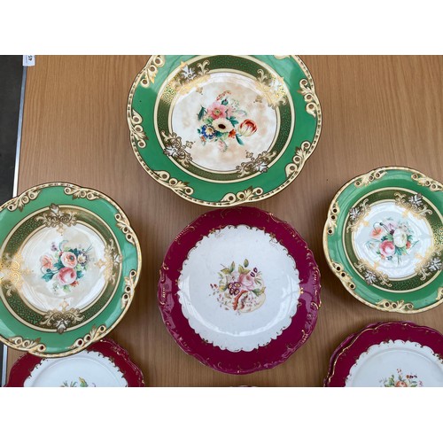 240 - A Collection of 19th century English hand painted flower design plates and tazza's