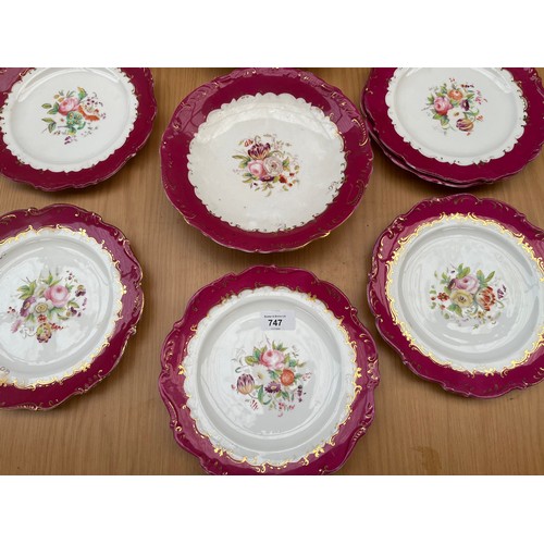 240 - A Collection of 19th century English hand painted flower design plates and tazza's