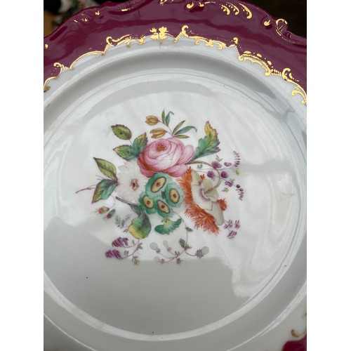 240 - A Collection of 19th century English hand painted flower design plates and tazza's