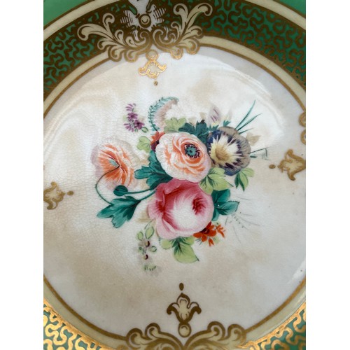 240 - A Collection of 19th century English hand painted flower design plates and tazza's