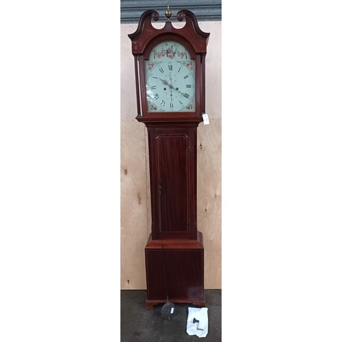 340 - 19th century Scottish longcase grandfather clock [MacFarline- Perth] with pendulum and key [No weigh... 