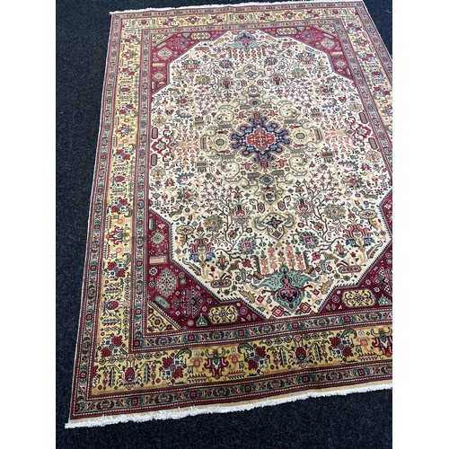 355 - Fine Persian carpet/rug, red and cream ground, highly decorative. [347x250cm]