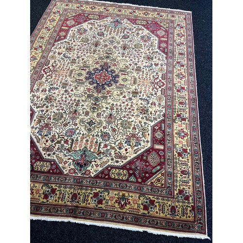 355 - Fine Persian carpet/rug, red and cream ground, highly decorative. [347x250cm]