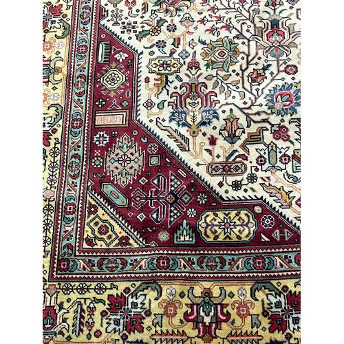 355 - Fine Persian carpet/rug, red and cream ground, highly decorative. [347x250cm]