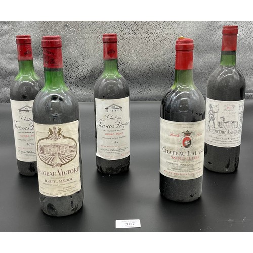 230 - Five bottlings of Wine, Chateau Lagrange 1975, 1982 Chateau Lalande Saint Julien, Chateau Fourcas Du... 