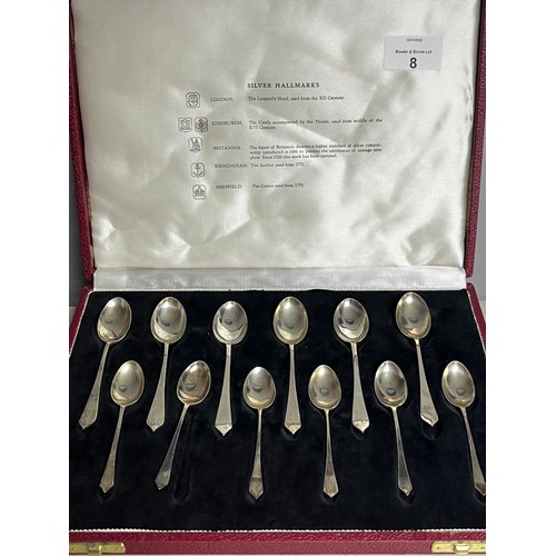 8 - Boxed Set of silver tea spoons. Produced by Travis, Wilson & Co Ltd [105.98 grams]