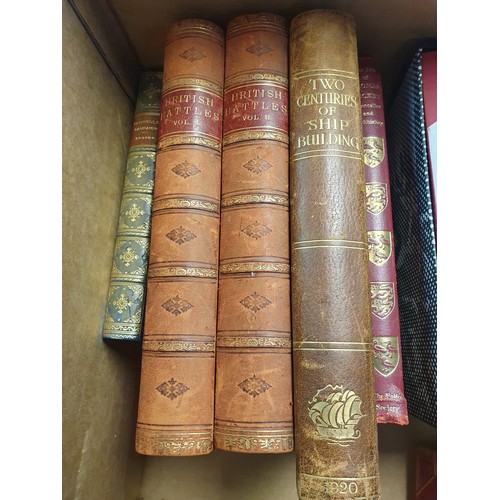 278 - A Collection of various leather-bound historical war books to include British Battles on Land and Se... 