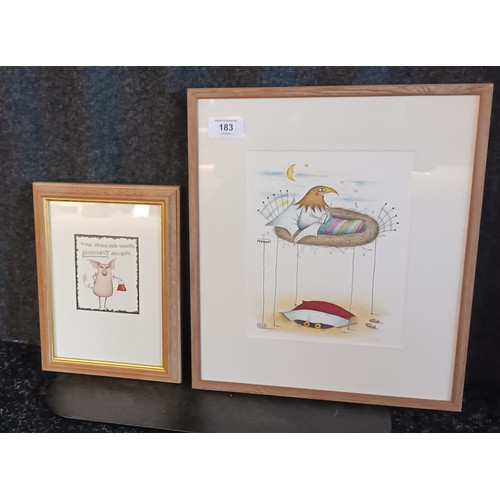 183 - Pair of humorous watercolours [36x30cm]