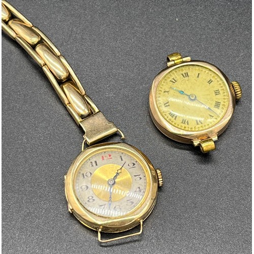 16 - Two vintage 9ct gold cased watches, One has a 9ct gold bracelet attached. [34.26Grams- with workings... 