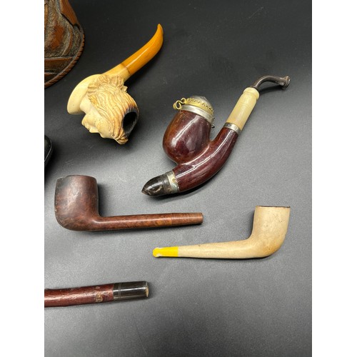 109 - A Selection of tobacconist collectables, Includes Chinese hand carved bamboo tobacco/ tea lidded pot... 