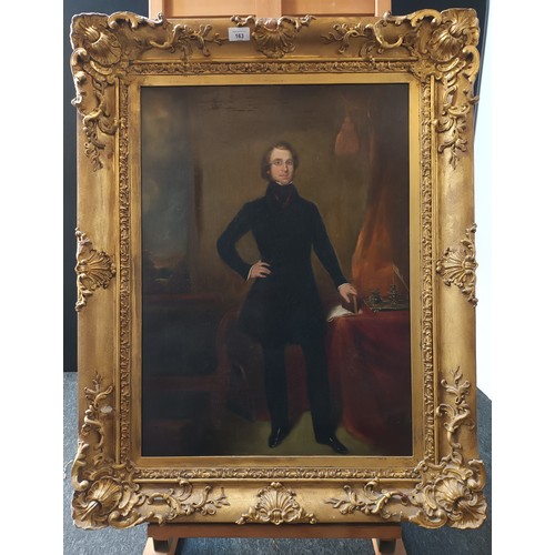 163 - 19th Century Oil on canvas/board depicting a gentleman in a gilt frame[97x77cm]