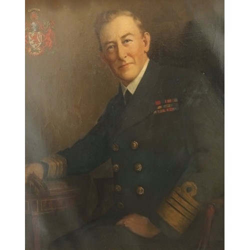 169 - Large gilt framed oil on canvas depicting a portrait of Admiral Sir Charles Dundas of Dundas 1920 
[... 