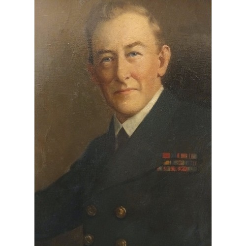 169 - Large gilt framed oil on canvas depicting a portrait of Admiral Sir Charles Dundas of Dundas 1920 
[... 