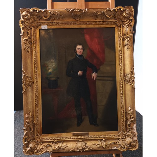 171 - 19th Century gilt framed oil on board portrait of William Wardron Crawford (1824-1848)  [94x74cm]