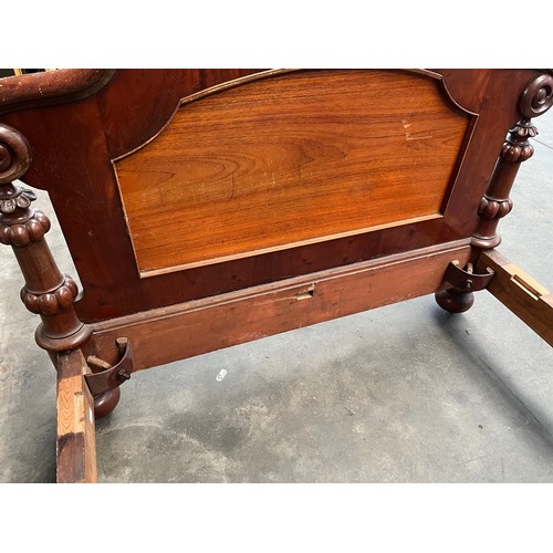 329 - Victorian mahogany Half Tester bed frame. [218x218x146cm]