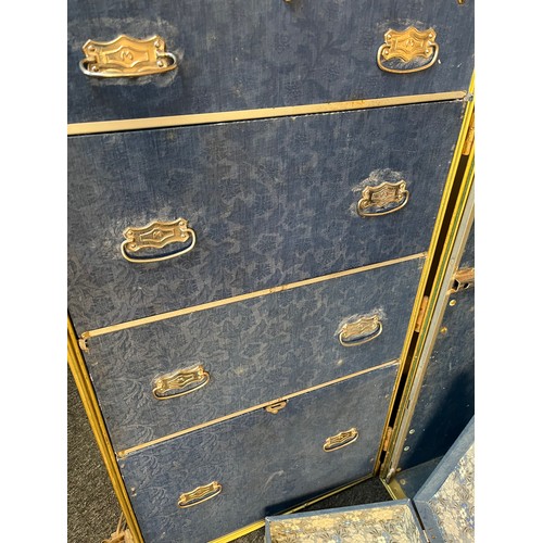 318 - Vintage travel trunk [Mendel Trunk] with fitted interior drawers and coat stand, complete with origi... 