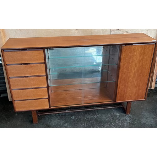 313 - Mid-century 1970's Danish Influence Teak bookcase/ display cabinet. [94x153x33cm]