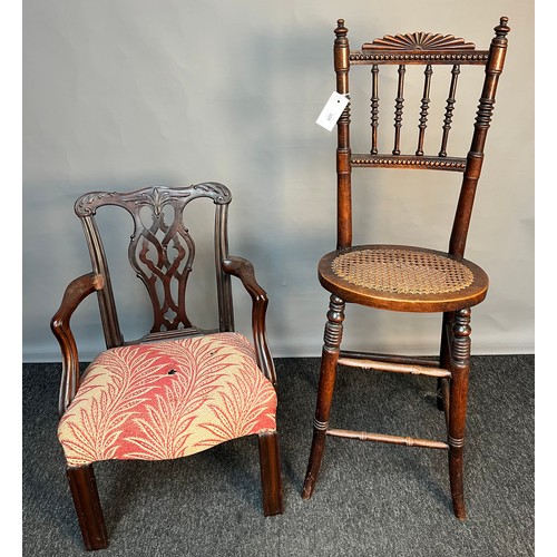 308 - 19th century child's highchair, together with 19th century child's armchair. [Signs of old woodworm]