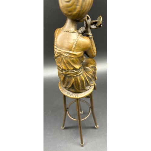 206 - Bronze Statue of an Art Nouveau lady seated on a stool, Signed D.H. Chiparus. [27cm high]