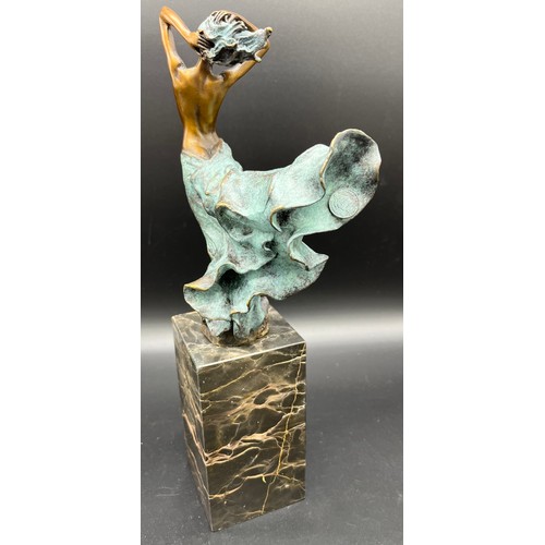 133 - A Bronze statue of a Serene Art Nouveau nude lady figurine, mounted on a veined Marble base. Signed ... 