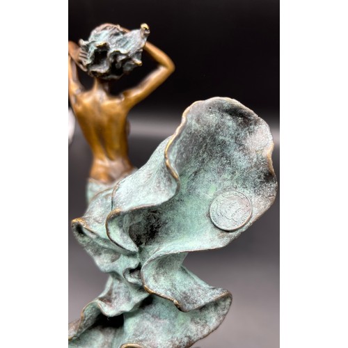 133 - A Bronze statue of a Serene Art Nouveau nude lady figurine, mounted on a veined Marble base. Signed ... 