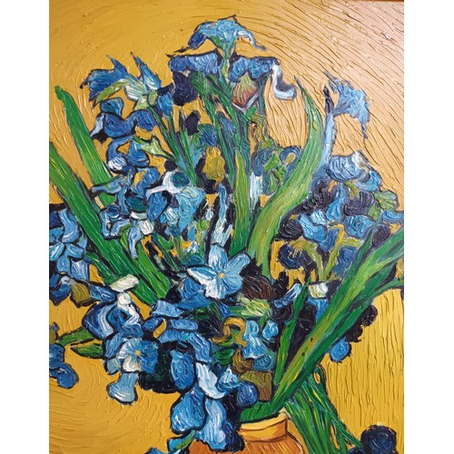 187 - Framed oil painting on canvas depicting flowers in a vase after Van Gogh [79x69cm]