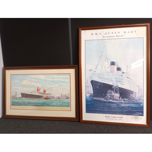 191 - Framed print 'R.M.S Queen Mary' New York Harbour 1936 [97x67cm]
Along with a limited edition print o... 