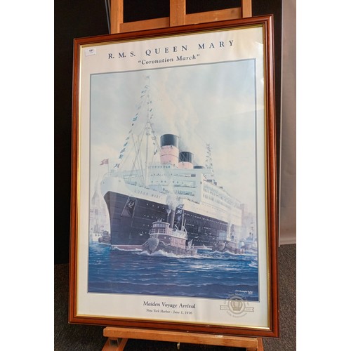 191 - Framed print 'R.M.S Queen Mary' New York Harbour 1936 [97x67cm]
Along with a limited edition print o... 