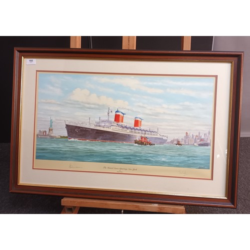 191 - Framed print 'R.M.S Queen Mary' New York Harbour 1936 [97x67cm]
Along with a limited edition print o... 