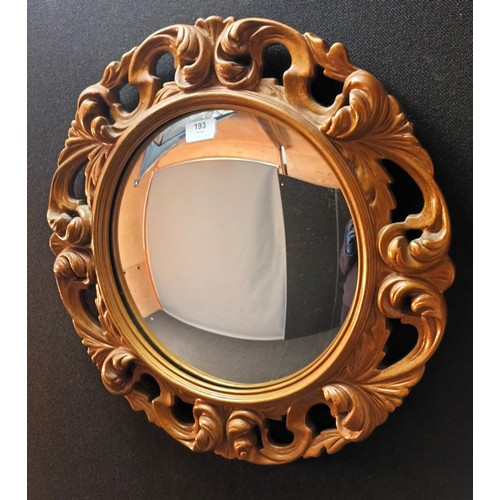 193 - Moulded gilt framed convex mirror [50x50cm]