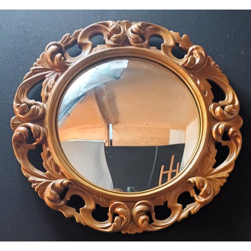 193 - Moulded gilt framed convex mirror [50x50cm]