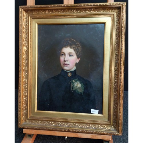 197 - Oil painting depicting a lady within a moulded gilt frame, Signed (unreadable)
[65x56cm]