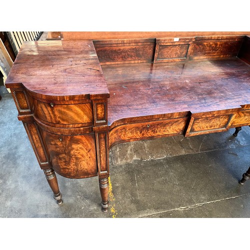 323 - Scottish regency mahogany and ebony sideboard, early 19th century, the top with a bead moulded back ... 