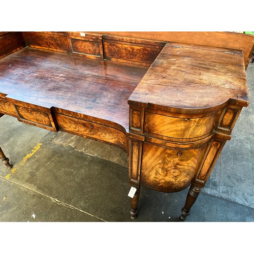 323 - Scottish regency mahogany and ebony sideboard, early 19th century, the top with a bead moulded back ... 